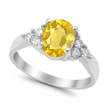 Solitaire Oval Three Stone Simulated Cubic Zirconia 925 Sterling Silver