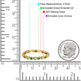 Full Eternity 2.5mm Wedding Stackable Band Ring Round Simulated Cubic Zirconia 925 Sterling Silver