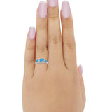 3 Stone Halo Wedding Ring Simulated Cubic Zirconia 925 Sterling Silver