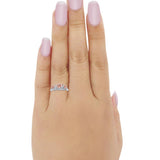 3 Stone Halo Wedding Ring Simulated Cubic Zirconia 925 Sterling Silver