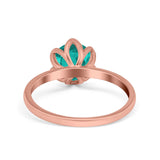 Flower Solitaire Wedding Ring Simulated Cubic Zirconia 925 Sterling Silver