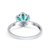 Flower Solitaire Wedding Ring Simulated Cubic Zirconia 925 Sterling Silver