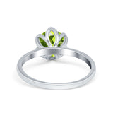 Flower Solitaire Wedding Ring Simulated Cubic Zirconia 925 Sterling Silver
