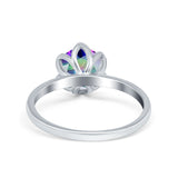 Flower Solitaire Wedding Ring Simulated Cubic Zirconia 925 Sterling Silver