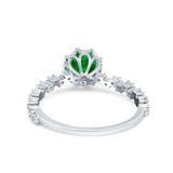 Art Deco Round Engagement Ring Simulated Cubic Zirconia 925 Sterling Silver