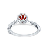 Art Deco Round Engagement Ring Simulated Cubic Zirconia 925 Sterling Silver