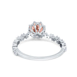 Art Deco Round Engagement Ring Simulated Cubic Zirconia 925 Sterling Silver