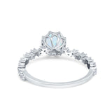 Art Deco Round Engagement Ring Simulated Cubic Zirconia 925 Sterling Silver