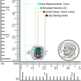 Halo Radiant Cut Wedding Engagement Ring Round Simulated Cubic Zirconia 925 Sterling Silver
