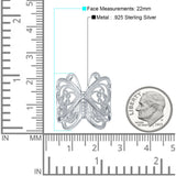 Filigree Design Butterfly Fashion Ring 925 Sterling Silver