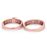 Two Piece Bridal Set Ring Round Simulated Cubic Zirconia 925 Sterling Silver