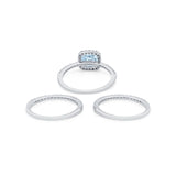 3Piece Wedding Ring Band Round Simulated Cubic Zirconia 925 Sterling Silver