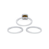 3Piece Wedding Ring Band Round Simulated Cubic Zirconia 925 Sterling Silver