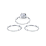 3Piece Wedding Ring Band Round Simulated Cubic Zirconia 925 Sterling Silver