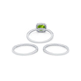 3Piece Wedding Ring Band Round Simulated Cubic Zirconia 925 Sterling Silver