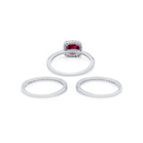 3Piece Wedding Ring Band Round Simulated Cubic Zirconia 925 Sterling Silver