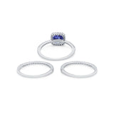 3Piece Wedding Ring Band Round Simulated Cubic Zirconia 925 Sterling Silver