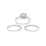 3Piece Wedding Ring Band Round Simulated Cubic Zirconia 925 Sterling Silver