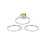 3Piece Wedding Ring Band Round Simulated Cubic Zirconia 925 Sterling Silver