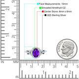 Oval Engagement Ring Halo Simulated Cubic Zirconia 925 Sterling Silver