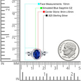 Oval Engagement Ring Halo Simulated Cubic Zirconia 925 Sterling Silver