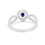 Teardrop Wedding Ring Pear Round Simulated Cubic Zirconia 925 Sterling Silver