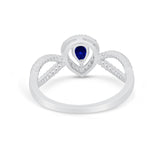 Teardrop Wedding Ring Pear Round Simulated Cubic Zirconia 925 Sterling Silver