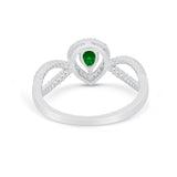 Teardrop Wedding Ring Pear Round Simulated Cubic Zirconia 925 Sterling Silver