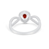Teardrop Wedding Ring Pear Round Simulated Cubic Zirconia 925 Sterling Silver