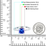 Solitaire Accent Twisted Fashion Ring Princess Cut Simulated Cubic Zirconia 925 Sterling Silver