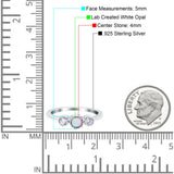 3 Ston Fashion Ring Lab Created White Opal Round Simulated Cubic Zirconia 925 Sterling Silver