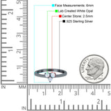 3 Ston Fashion Ring Lab Created White Opal Round 925 Sterling Silver