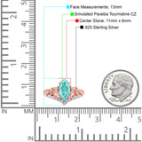 Marquise Art Deco Wedding Engagement Bridal Ring Round Simulated Cubic Zirconia 925 Sterling Silver