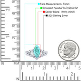 Marquise Art Deco Wedding Engagement Bridal Ring Round Simulated Cubic Zirconia 925 Sterling Silver