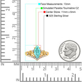 Marquise Art Deco Wedding Engagement Bridal Ring Round Simulated Cubic Zirconia 925 Sterling Silver