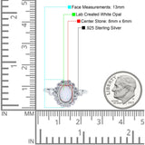 Halo Art Deco Wedding Engagement Ring Lab Created White Opal Round Simulated Cubic Zirconia 925 Sterling Silver