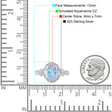 Oval Art Deco Wedding Engagement Bridal Ring Accent Vintage Round Simulated Cubic Zirconia 925 Sterling Silver