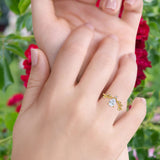 14K Gold Chevron Teardrop Pear Cubic Zirconia Engagement Ring