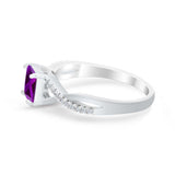 Princess Cut Wedding Ring Round Simulated Cubic Zirconia 925 Sterling Silver