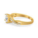 Princess Cut Wedding Ring Round Simulated Cubic Zirconia 925 Sterling Silver