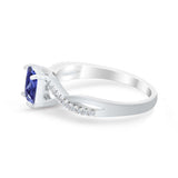 Princess Cut Wedding Ring Round Simulated Cubic Zirconia 925 Sterling Silver