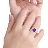 Art Deco Wedding Ring Emerald Cut Simulated Cubic Zirconia 925 Sterling Silver
