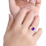 Art Deco Wedding Ring Emerald Cut Simulated Cubic Zirconia 925 Sterling Silver