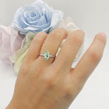 Marquise Solitaire Engagement Ring 7X14 Natural Green Amethyst Prasiolite 925 Sterling Silver