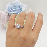 Sun Ring Round Natural Moonstone 925 Sterling Silver