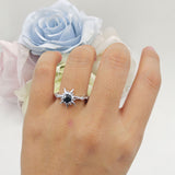 Sun Ring Round Natural Black Onyx 925 Sterling Silver