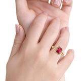 Art Deco Emerald Cut Infinity Wedding Bridal Ring Simulated Cubic Zirconia 925 Sterling Silver