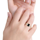 Emerald Cut Art Deco Bridal Wedding Engagement Ring Baguette Simulated Cubic Zirconia 925 Sterling Silver