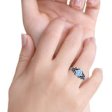 Leaf Style Oval Natural Aquamarine Vintage Engagement Ring