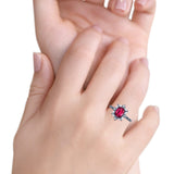 Oval Halo Ballerina Style Engagement Ring Cubic Zirconia 925 Sterling Silver
